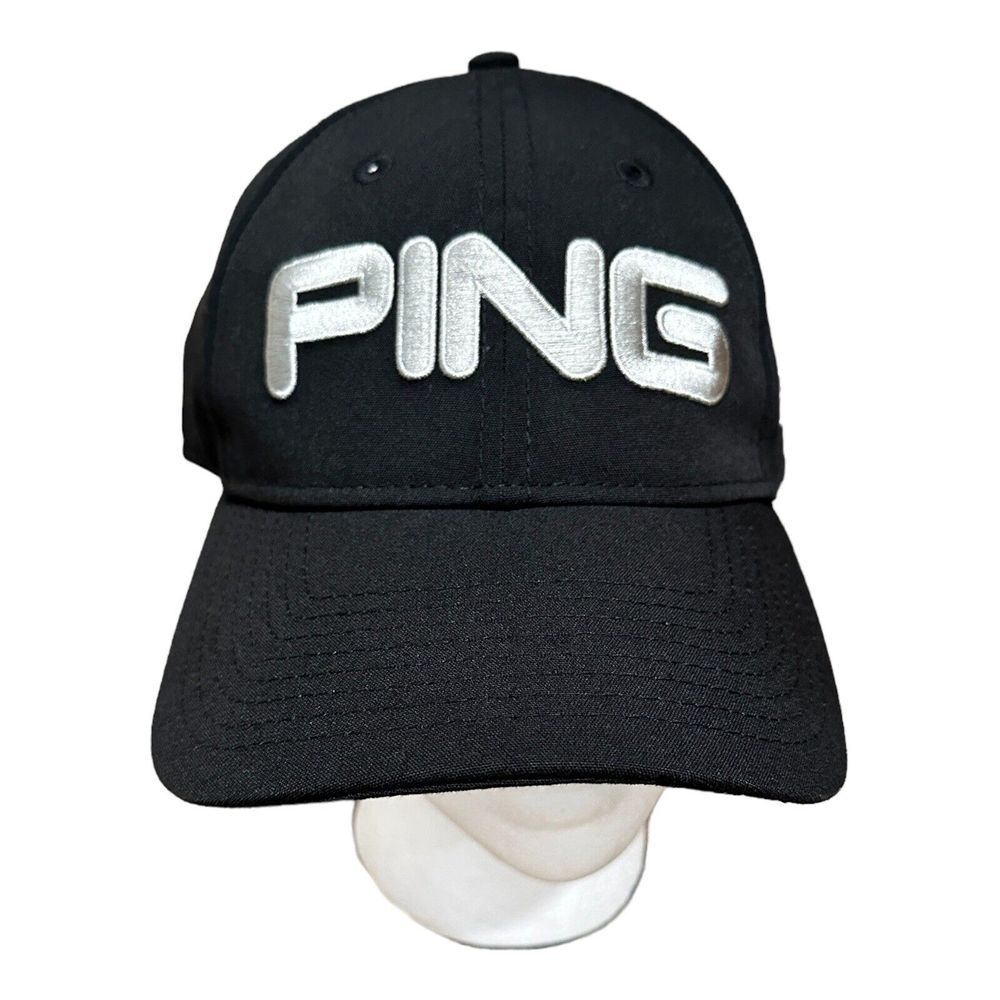 PING AJGA New Era 9‎ Twenty Golf Hat Cap Black Logo One Size Unisex Adults EUC